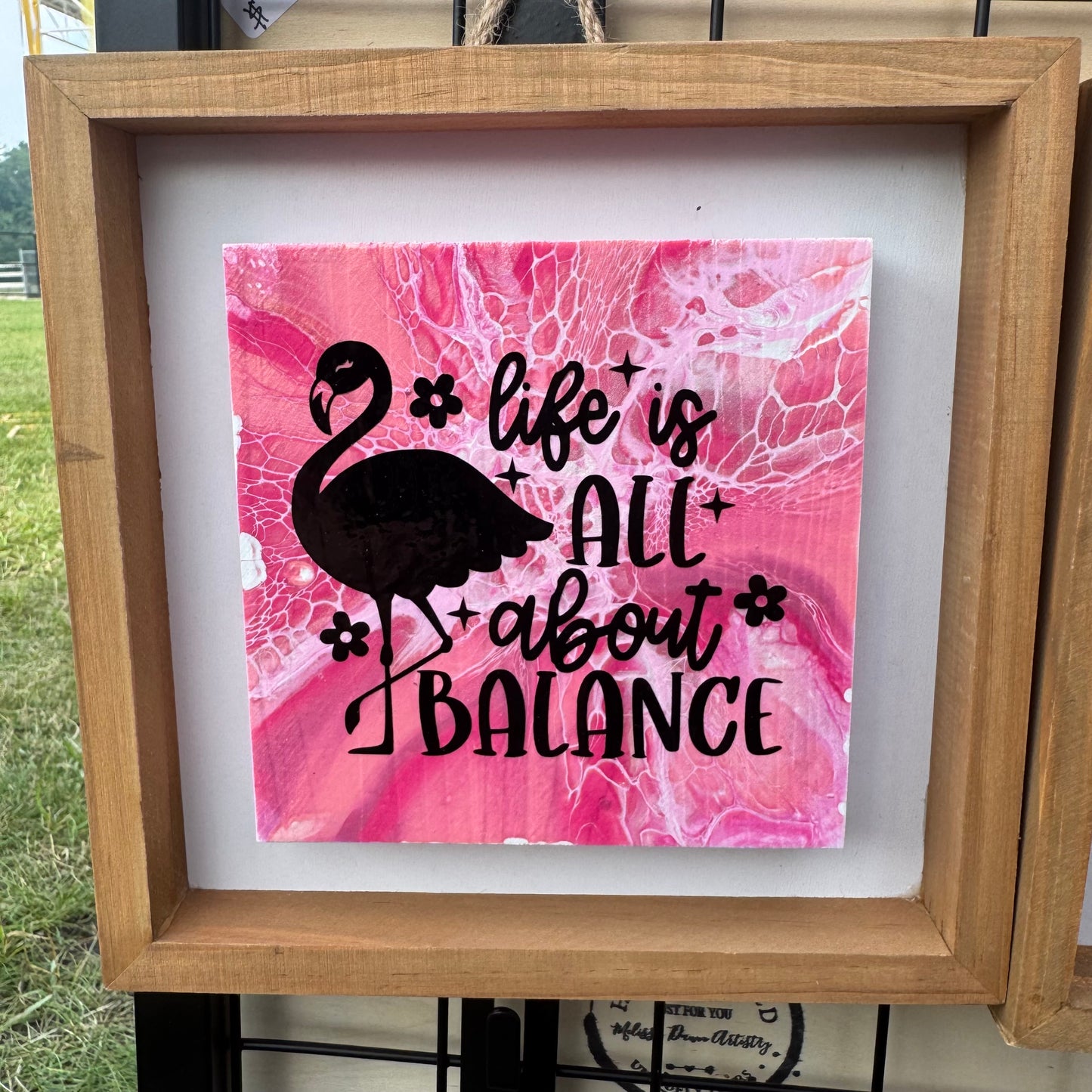 8" Square Framed Art - Pinky (Life is all About Balance)