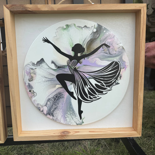 10" Round Pastel Twist Framed Art (Dancer)