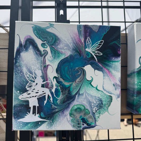 8" x 8" Fairy Peacock Swirl I Canvas Art