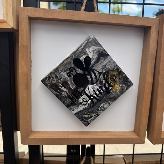 8" Diamond Framed Art - Hive Mind (Bee Kind)