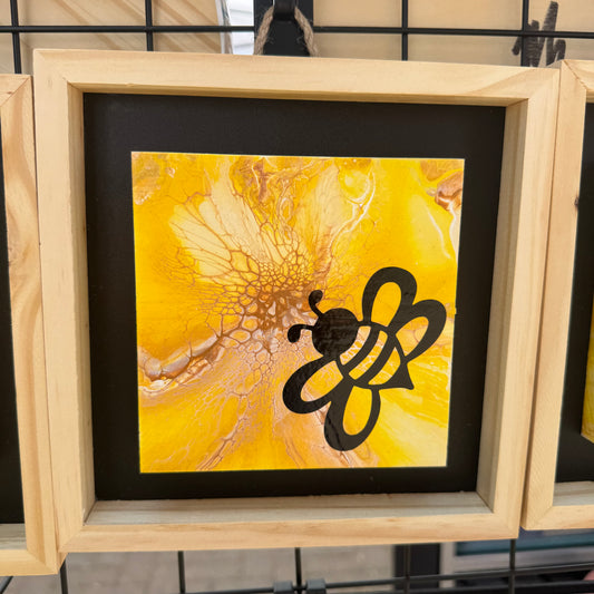 8" Square Framed Art - Honey Burst (Bee)