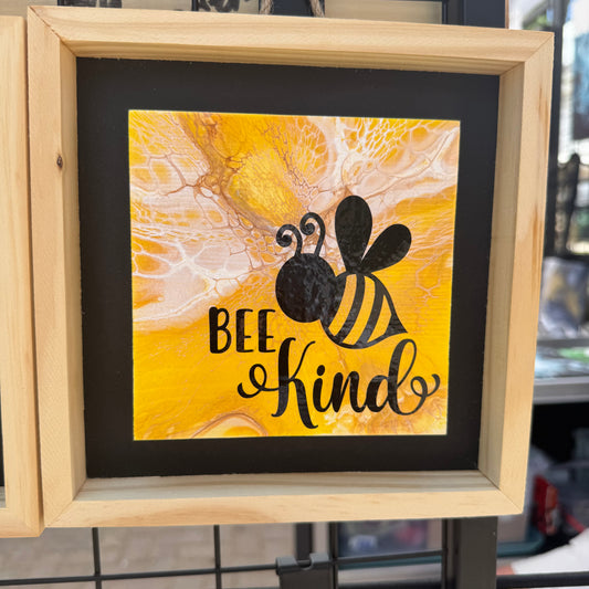 8" Square Framed Art - Bee Kind