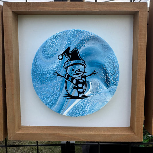 8" Round Framed Art - Snow Day (Snow kiddo)