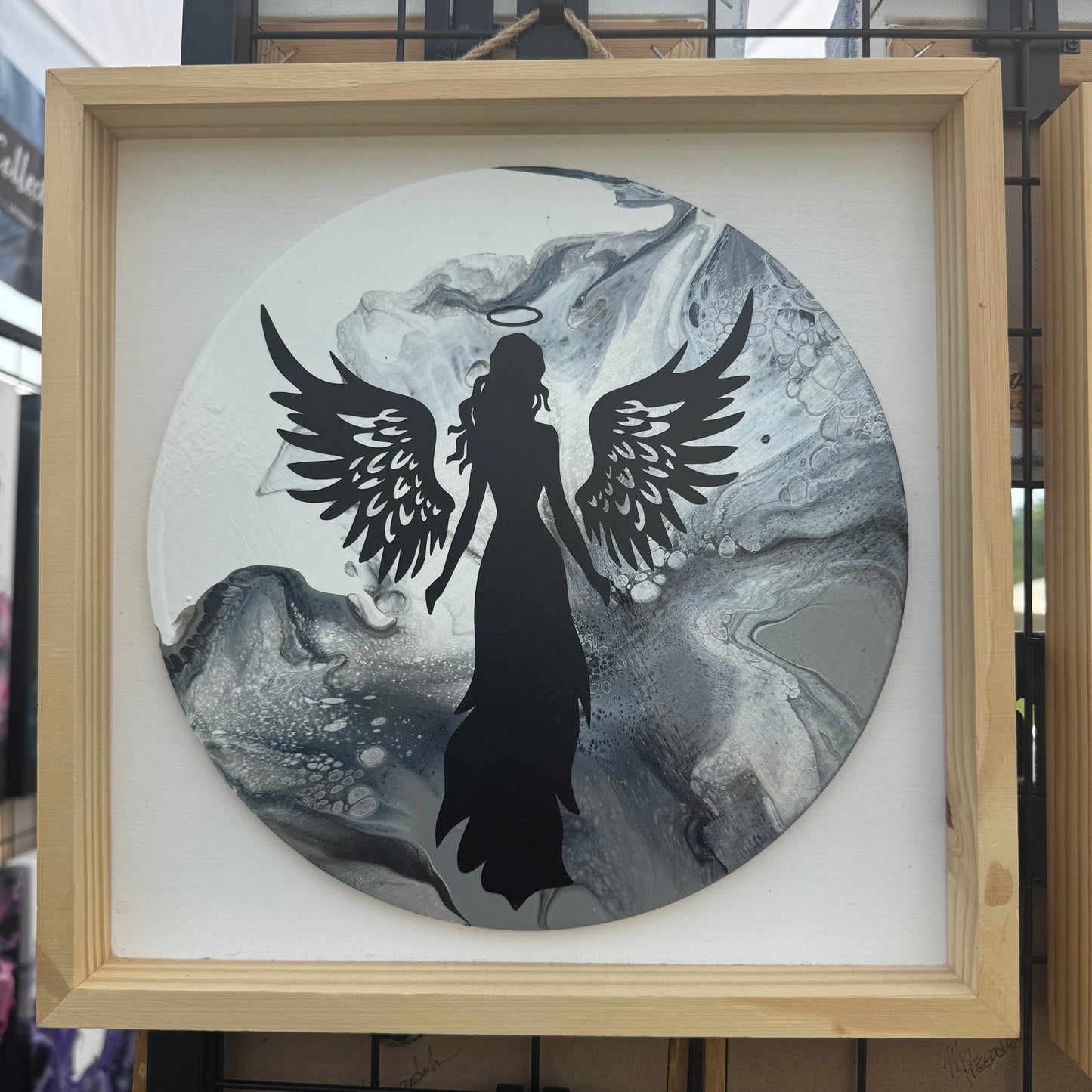 10" Round Elegance Flows Framed Art (Angel)