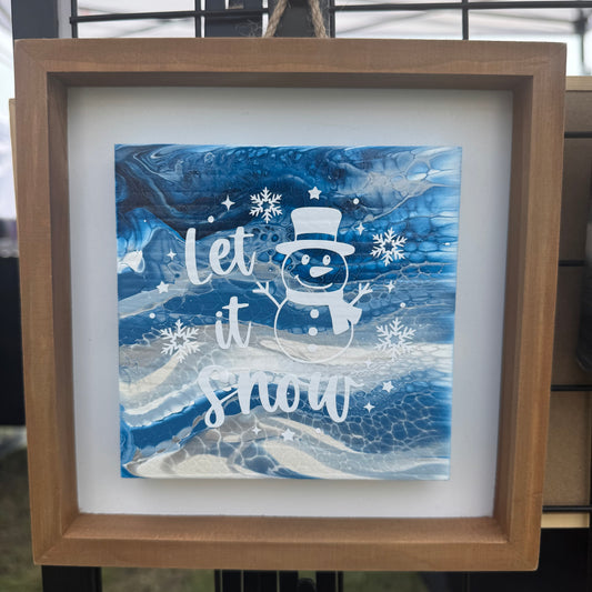 8" Square Framed Art - Frozen (Let it Snow)