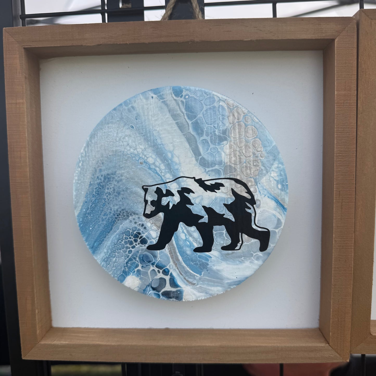 8" Round Framed Art - Out of the Arctic (Polar Bear)