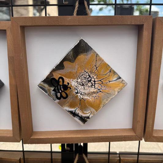 8" Diamond Framed Art - Hive Mind (Bee)