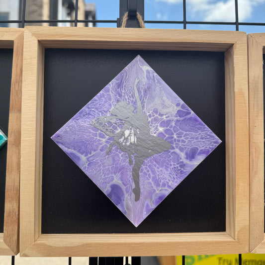 8" Diamond Framed Art - Purple Burst (Dancing Fairy)