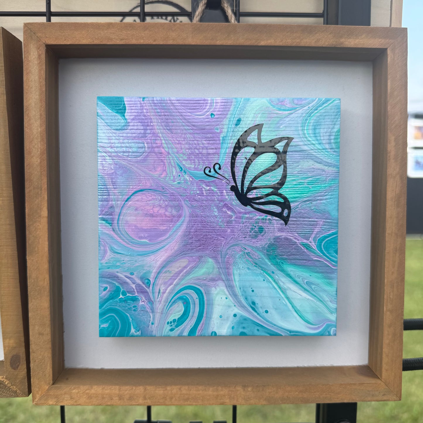 8" Square Framed Art - Cotton Candy Dreams (Butterfly)