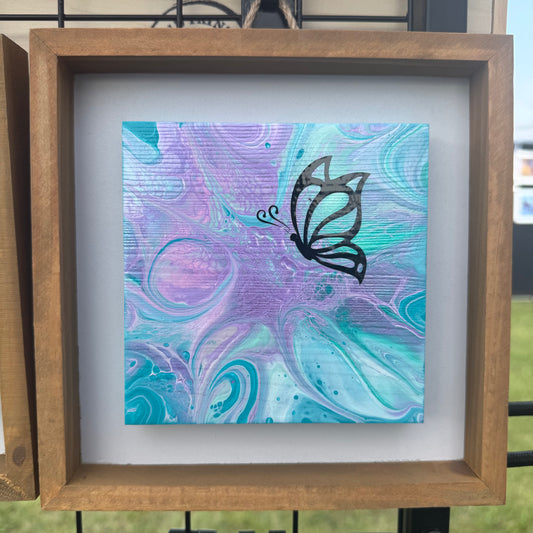 8" Square Framed Art - Cotton Candy Dreams (Butterfly)