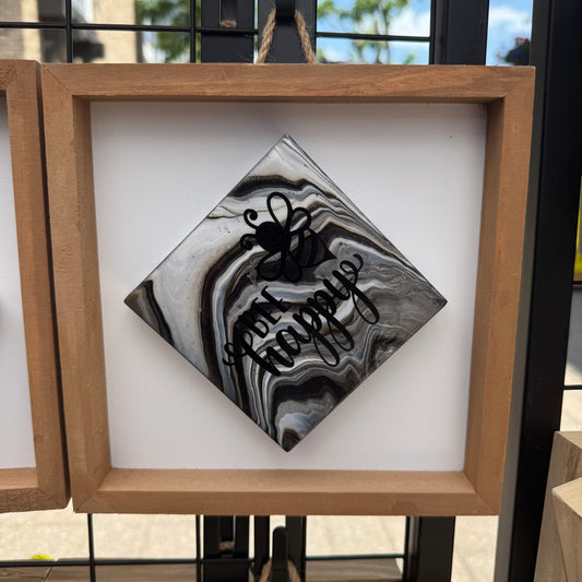 8" Diamond Framed Art - Hive Mind (Bee Happy)