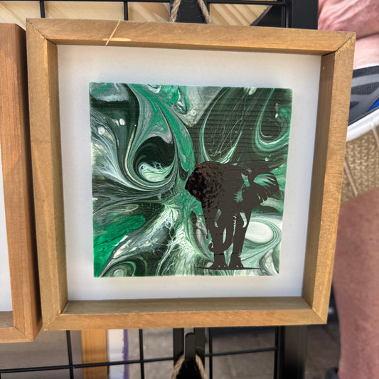 8" Square Framed Art - Emerald Forest (Elephant)