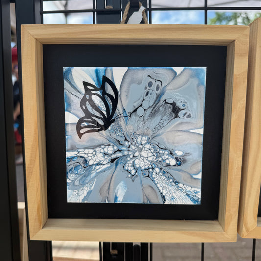 8" Square Framed Art - Fleur (Butterfly)