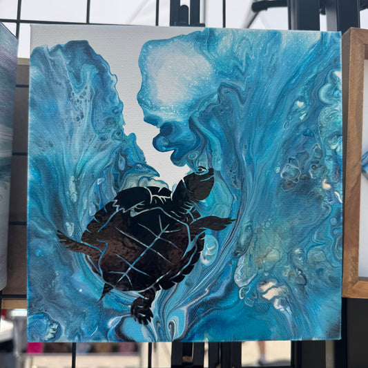 8" x 8" Turtle Reef Flow Canvas Art
