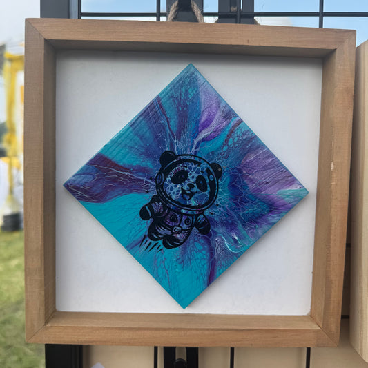 8" Diamond Framed Art - Space Panda