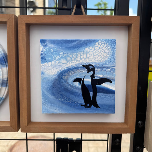 8" Square Framed Art - Arctic Ridge (Penguin)
