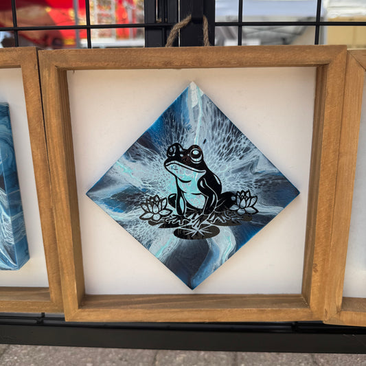 8" Diamond Framed Art -  Pond Prince (Frog)