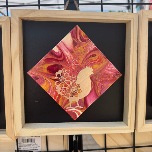 8" Diamond Framed Art - Sunrise (Chicken)