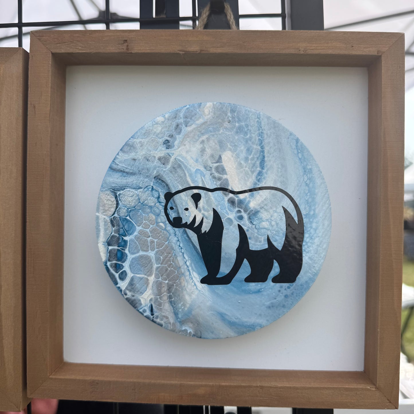 8" Round Framed Art - Out of the Arctic (Polar Bear II)