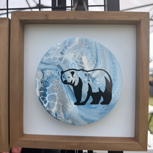 8" Round Framed Art - Out of the Arctic (Polar Bear II)