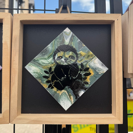 8" Diamond Framed Art - In the Forest (Sloth)