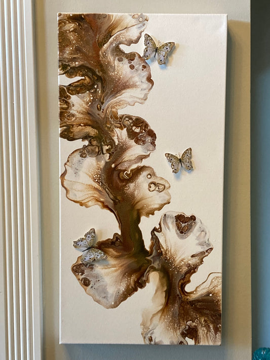 12" x 24" Cafe Vines Butterfly Canvas Art