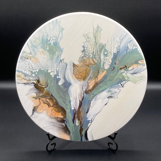 12" Round Sage Reef Easel Art