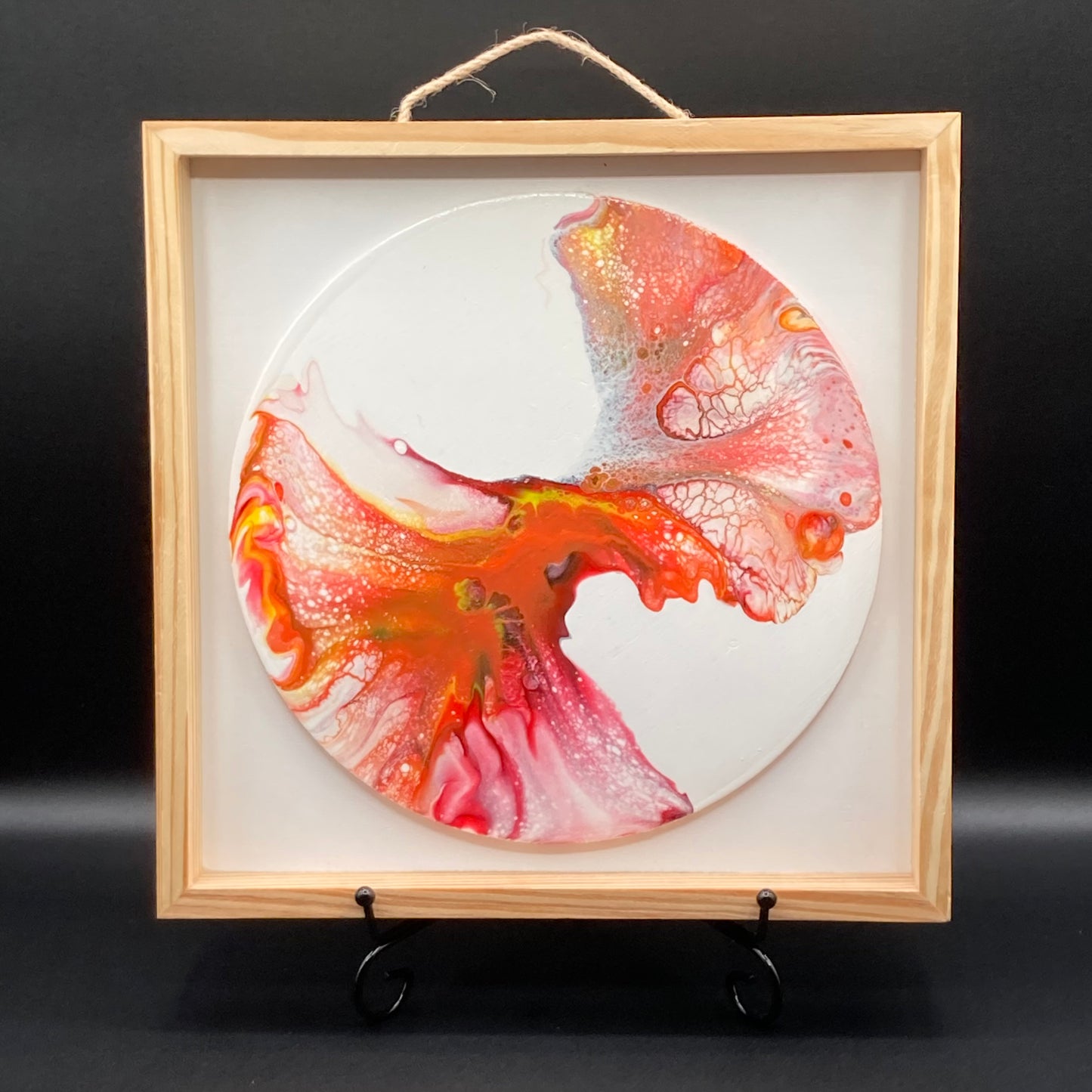 10" Round Orange Twist Framed Art