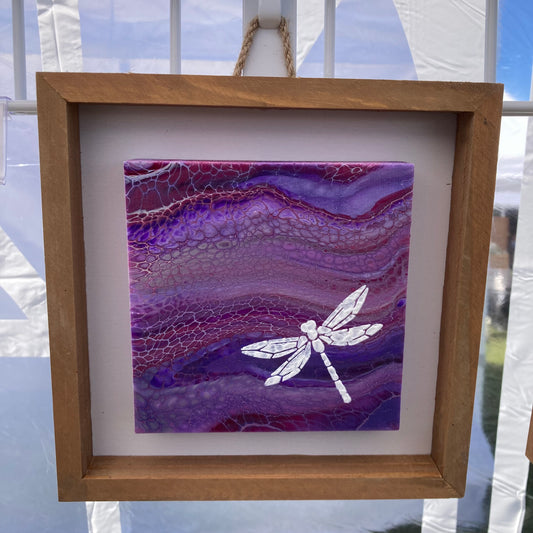 8" Square Framed Art - Dragonfly I